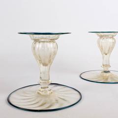 Set of Four Mid-Century Venetian Italian Glass Candlesticks