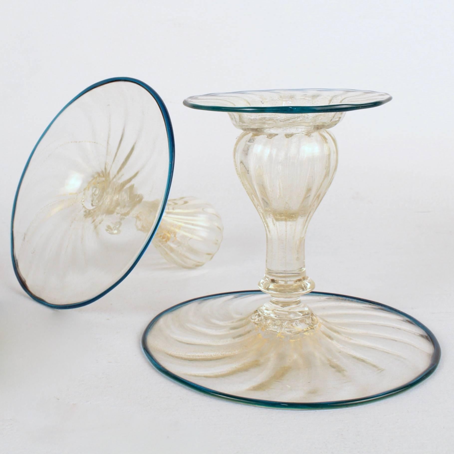 20th Century Set of Four Mid-Century Venetian Italian Glass Candlesticks For Sale
