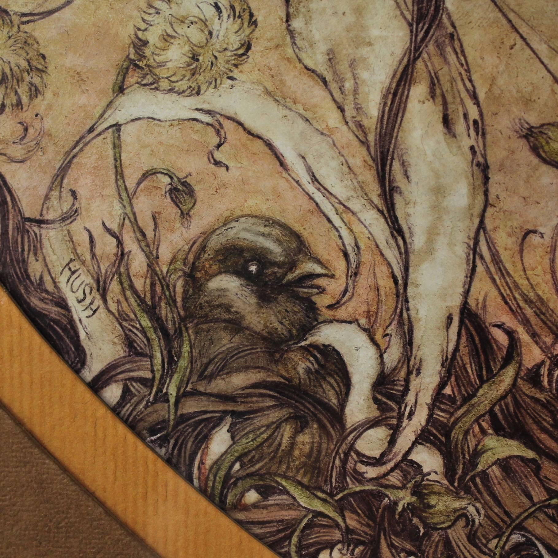 Entangled, a Biro, Watercolor and Gouache Painting by Jeremy Hush, 2012 In Good Condition For Sale In Philadelphia, PA