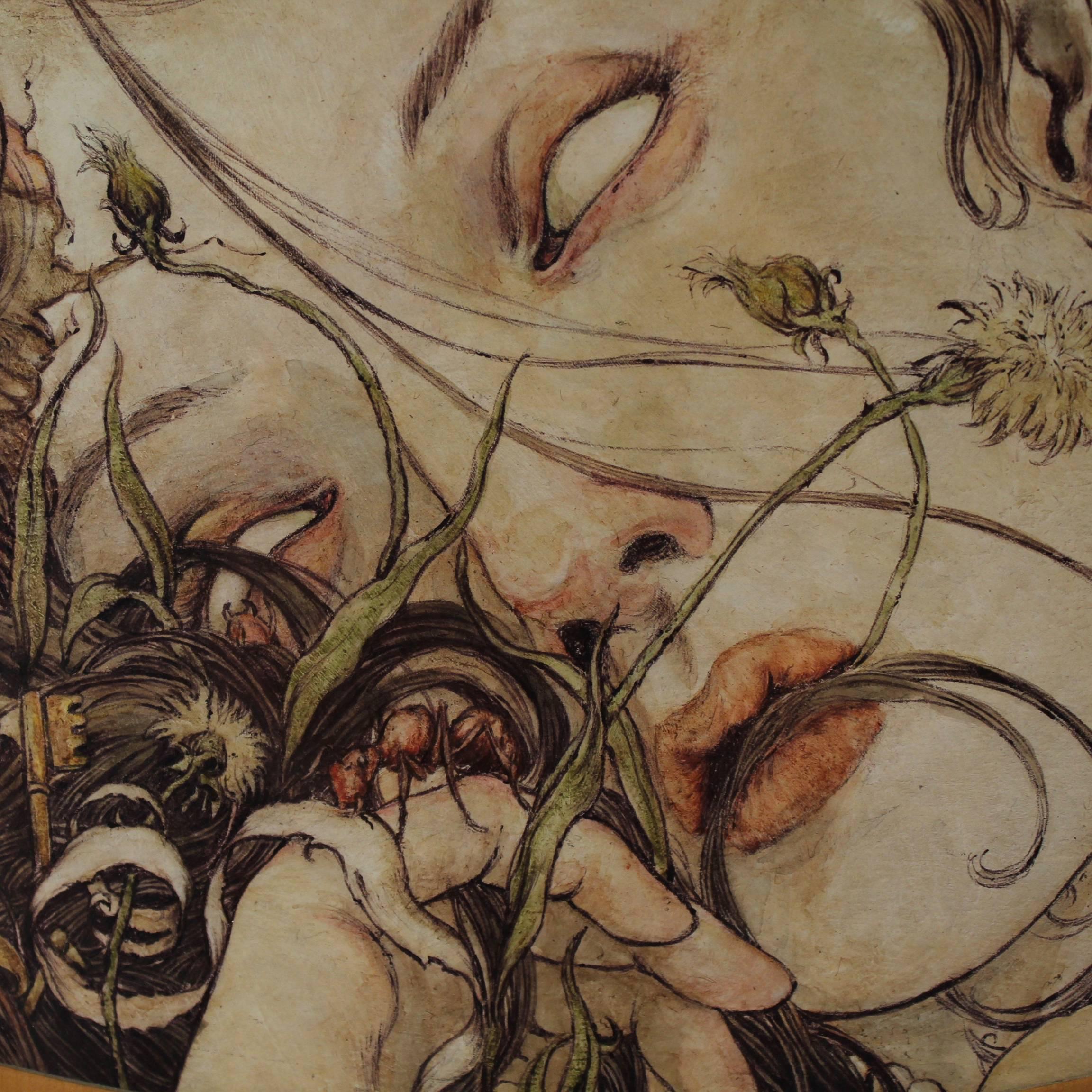 Néo-gothique « Entangled », une peinture au stylo, à l'aquarelle et à la gouache de Jeremy Hush, 2012 en vente