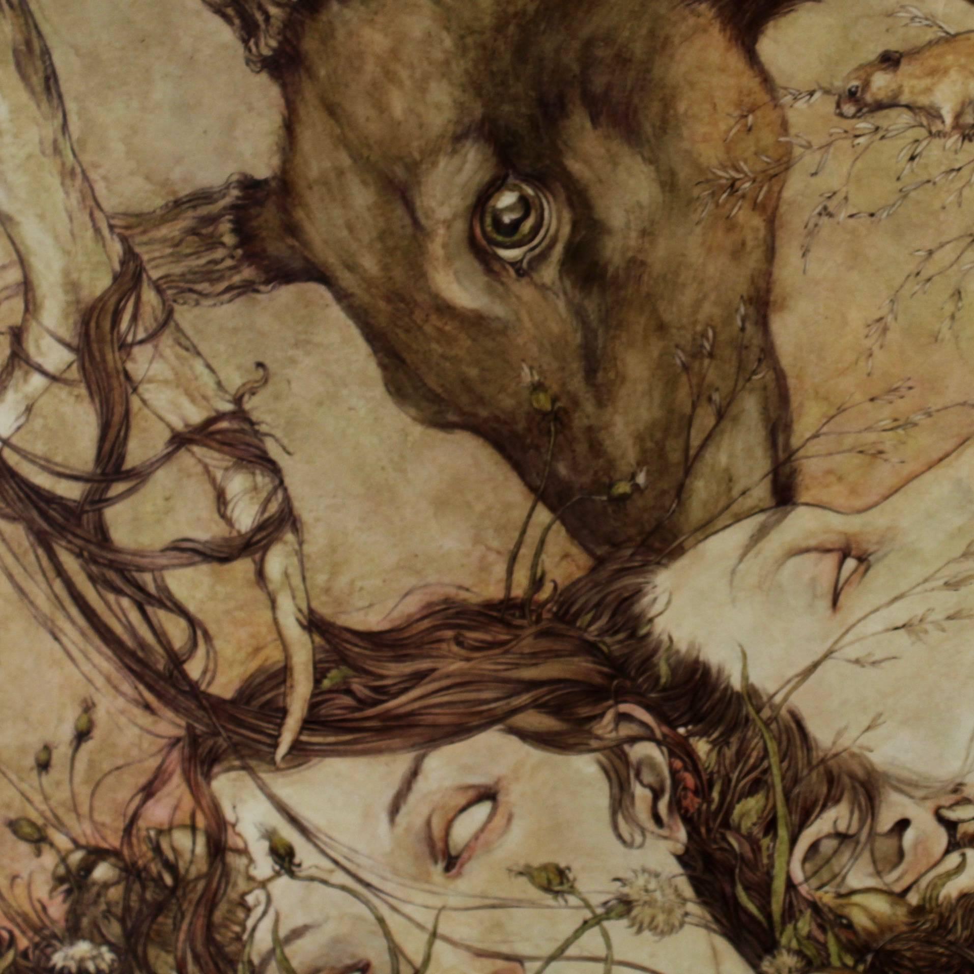 American Entangled, a Biro, Watercolor and Gouache Painting by Jeremy Hush, 2012 For Sale