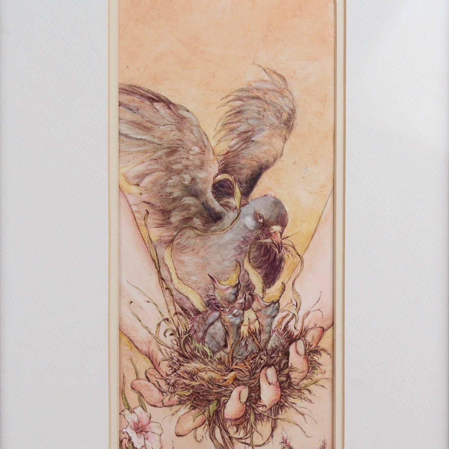 American Husk, a Biro, Watercolor and Gouache Painting by Jeremy Hush, 2013 For Sale