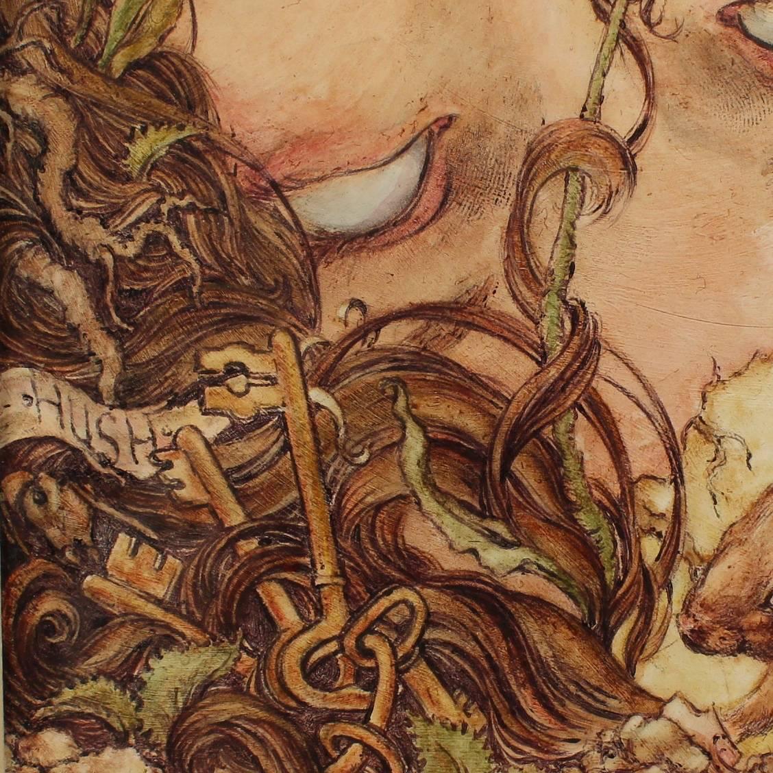 Husk, ein Gemälde mit Kugelschreiber, Aquarell und Gouache von Jeremy Hush, 2013 im Zustand „Gut“ im Angebot in Philadelphia, PA