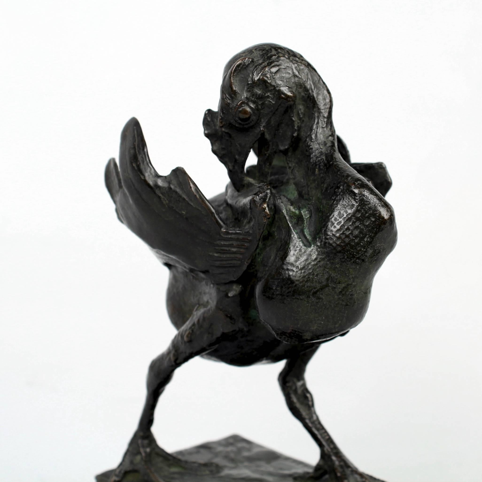 20ième siècle Sculpture de dinde adolescente en bronze de l'animalier américain Albert Laessle  en vente