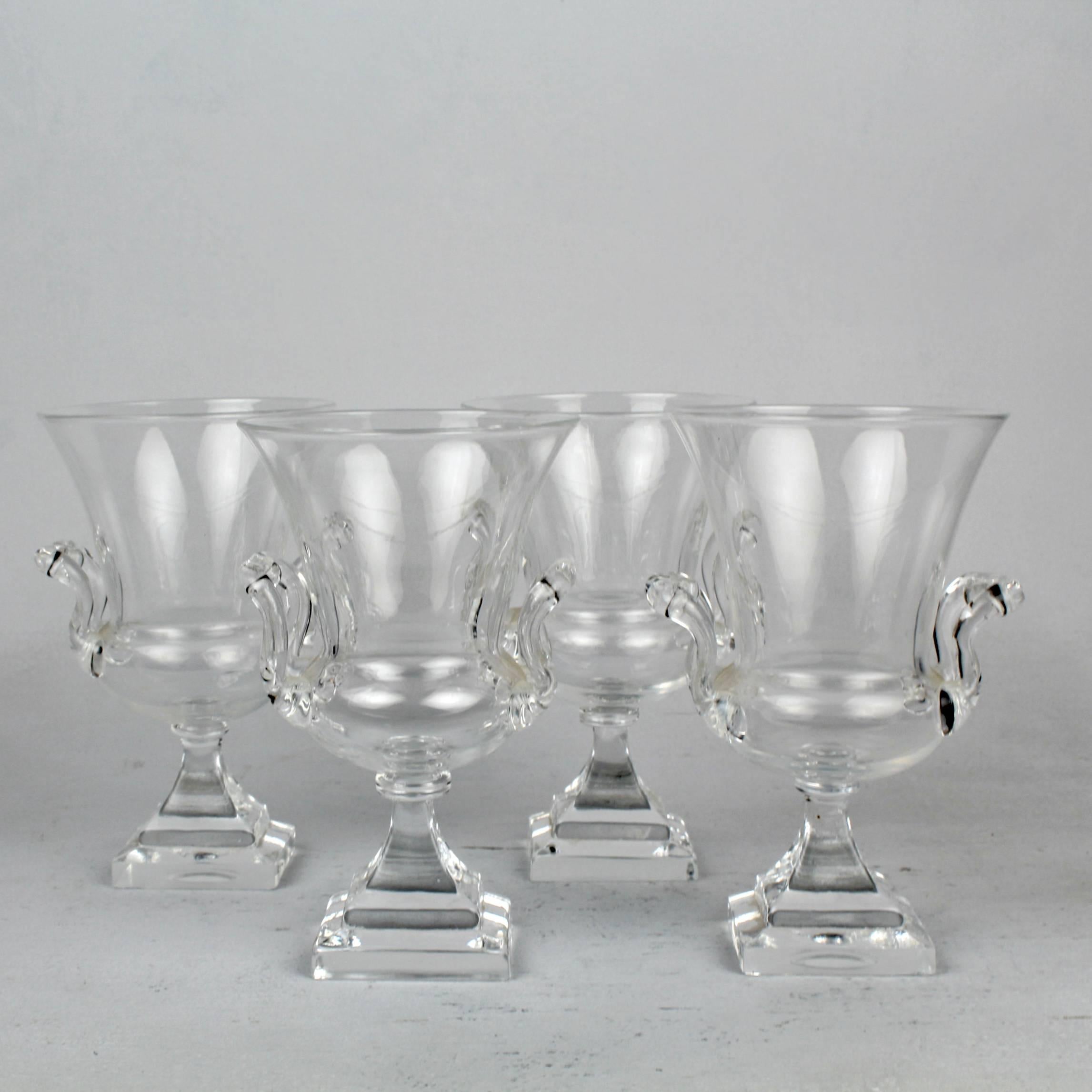 American Set of Four Mid-Century Steuben Glass Campagna Form Table Urns