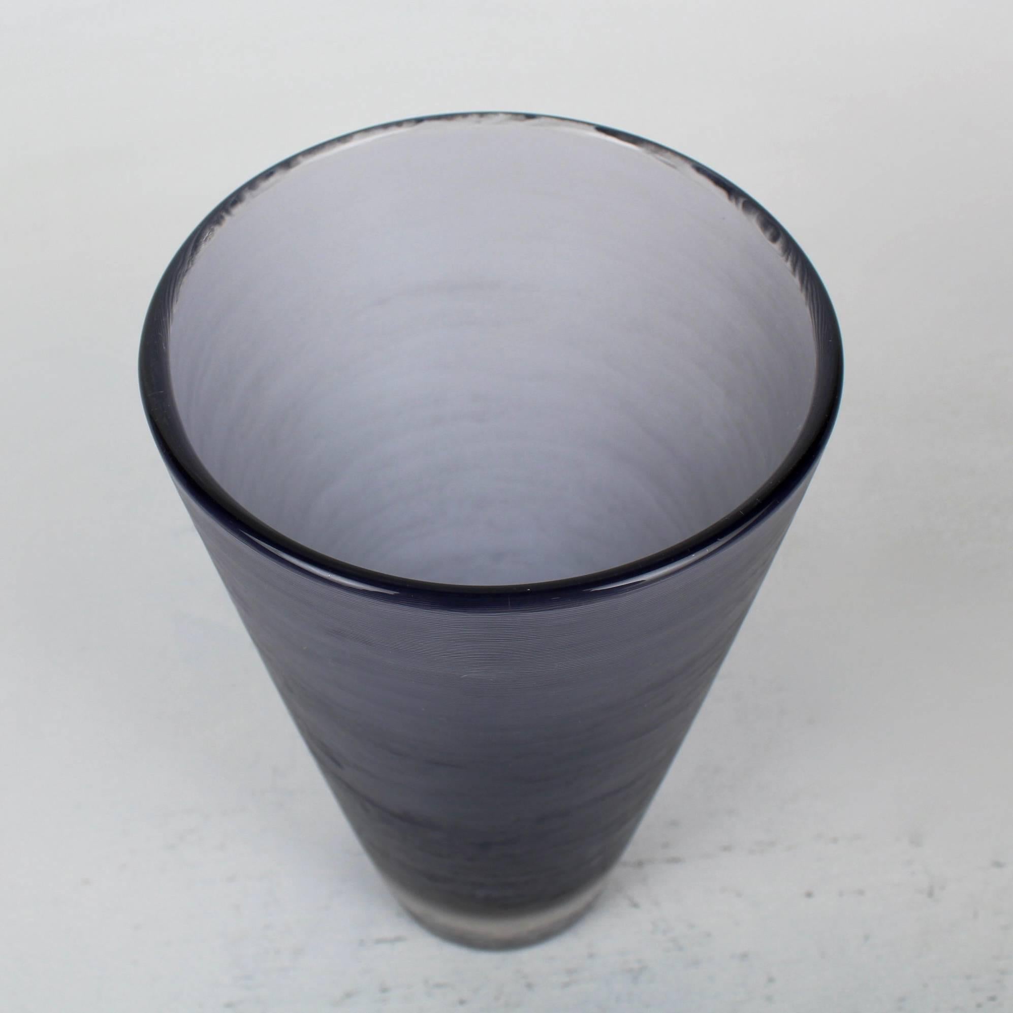 Italian Mid-Century Venini Blue and Brown Inciso Glass Vase by Paolo Venini, 1950s