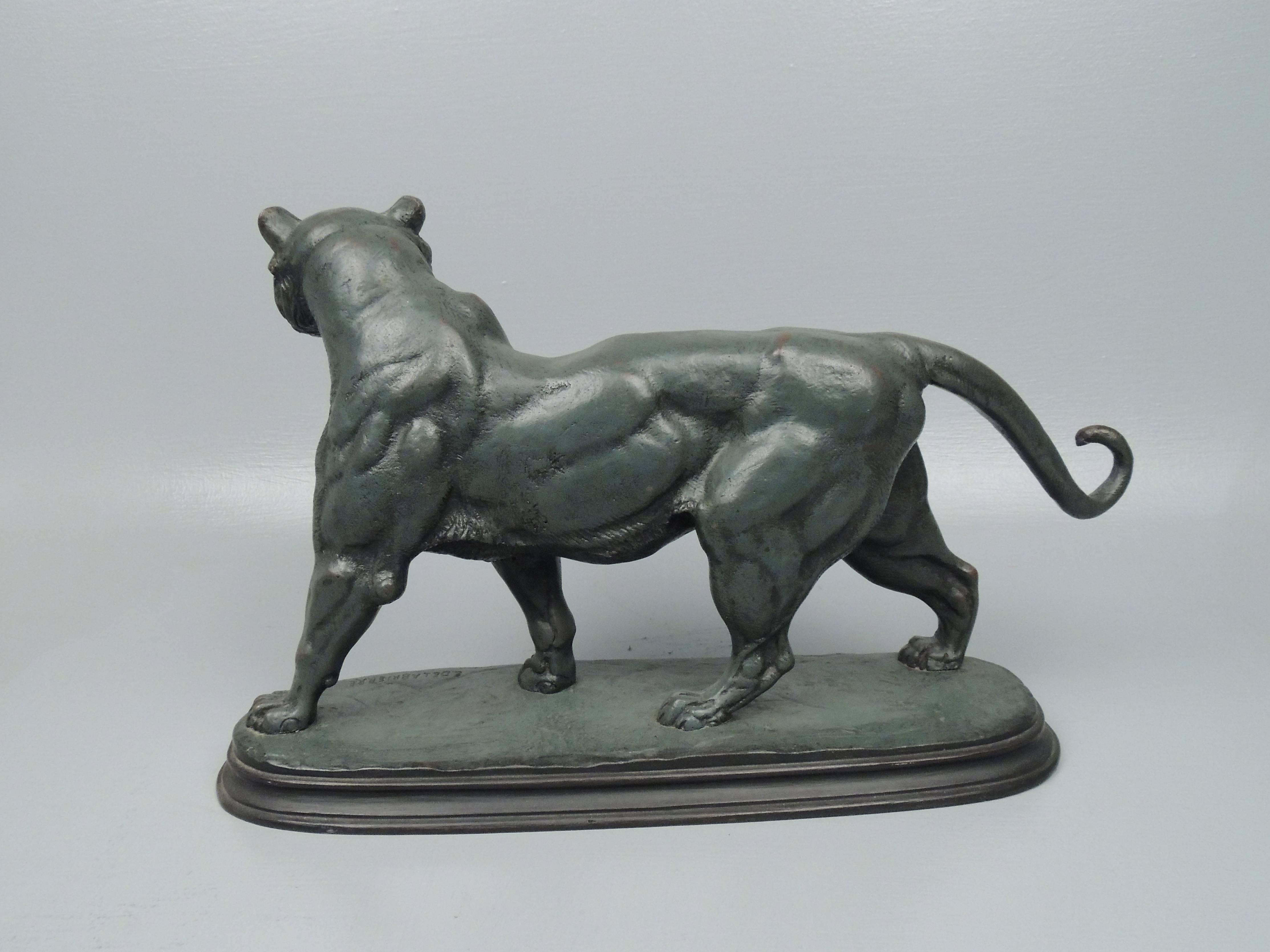 Beaux Arts Large French Animalier Bronze Lion Sculpture After Paul-Edouard Delabrierre