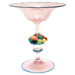 Vintage Venetian / Murano Art Glass Compote with Fruit Attributed to Salviati