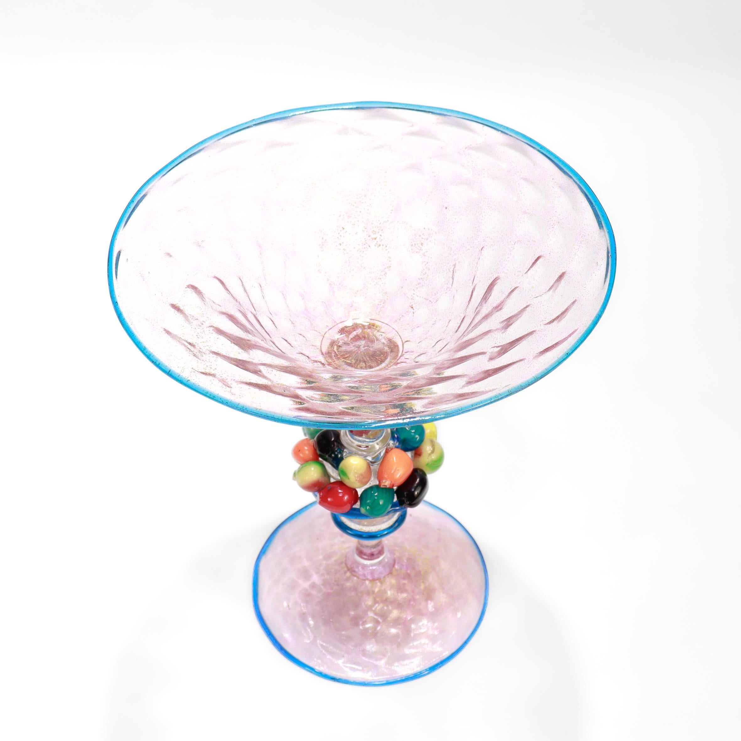 Verre d'art Vintage Venetian / Murano Art of Vintage Compote with Fruit Attributed to Salviati en vente