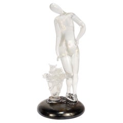 Flavio Poli / I.V.A.M Murano Art Glass Figurine Femme nue avec fruits et fleurs