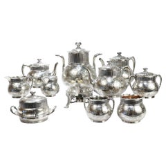 Very Large 10 Pc Antique Victorian Pairpoint Silverplate Quadruple Plate Tea Set