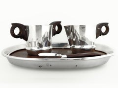 William Spratling Sterling Silver & Wood Sugar and Creamer Set