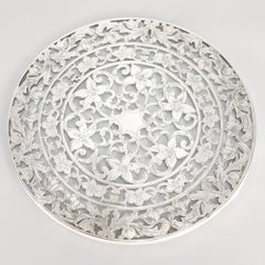 Large 8" Art Deco Webster Co Silver Overlay & Glass Wine Coaster or Table Trivet