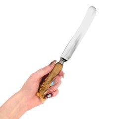 Set of 6 Carved Antler Handle Dinners Knives