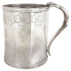 Antiker anglo-indischer Becher oder Krug aus Silber mit Eidechsenhenkel