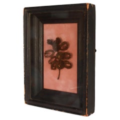 Antique Folk Art Framed Hair Art Flower Bouquet