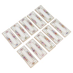 10 Dresden Porcelain Richard Wehsener Placecard Holders with Deutsche Blumen