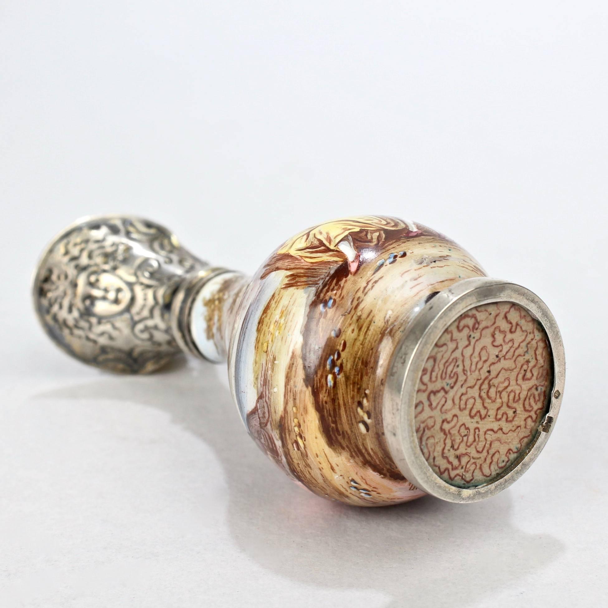 Signed Hermann Boehm Viennese Enamel & Silver Miniature Ewer Form Perfume Bottle 3