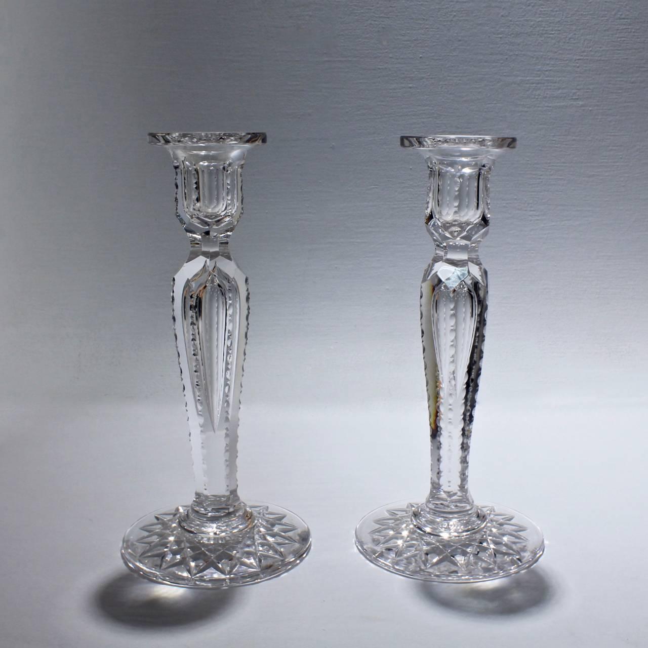A very good pair of American cut-glass candlesticks.

Likely of the American brilliant period.

Bases unmarked.

Height: ca. 9 1/8 in.

Items purchased from David Sterner antiques must delight you. Purchases may be returned for any reason