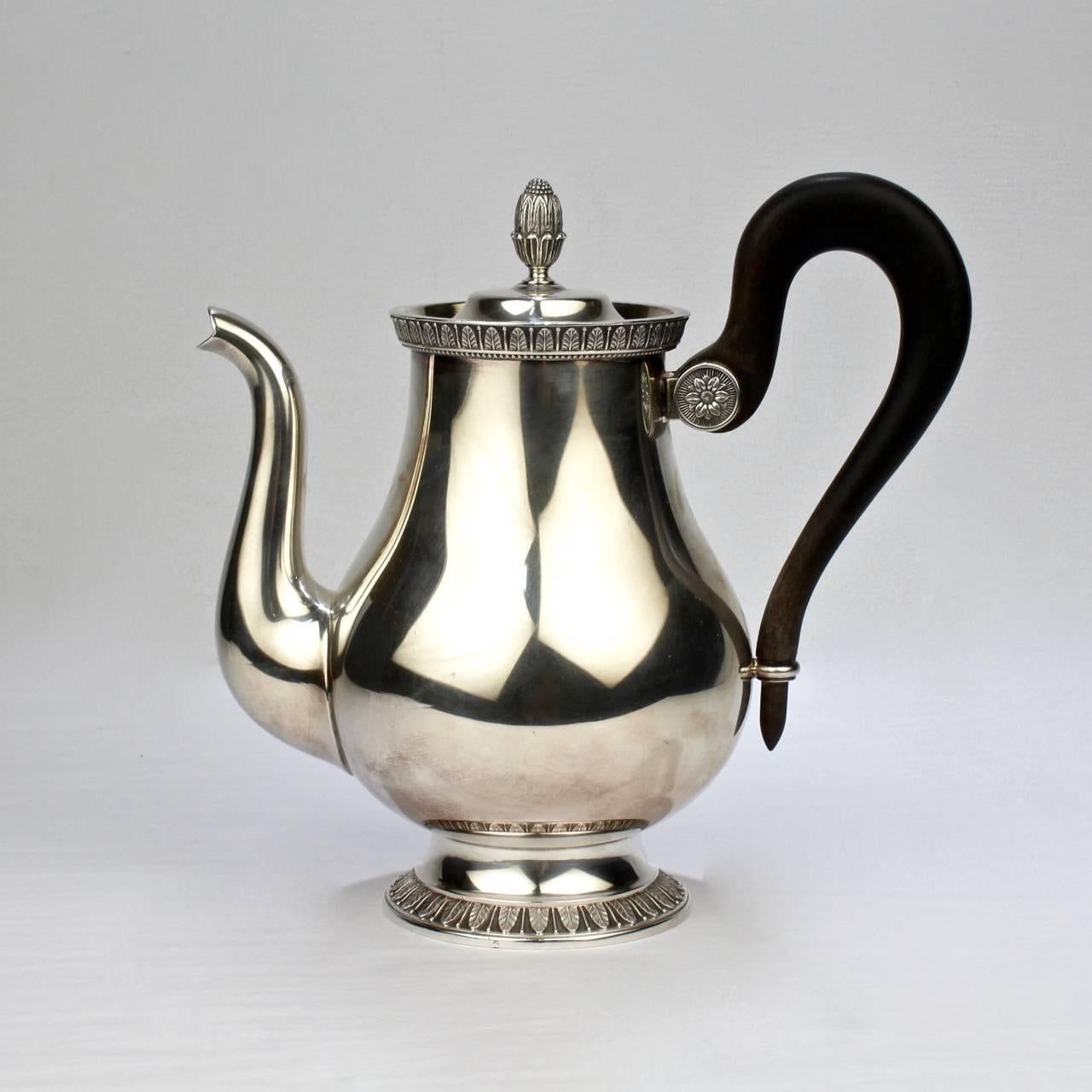 ca 1850 Christofle French Christofle Silver Plate Napoleonic Tea & Coffee Set TWO Trays 