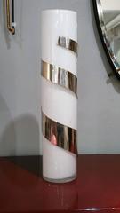 Rare Tall Sabattini Silver Plate and Glass Vase