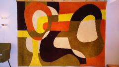 French Handmade Abstract Expressionist Rug, 1970s