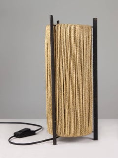 Miquel Milá Cylindrical Iron and Rope Pair of Spanish Table Lamps, 1966