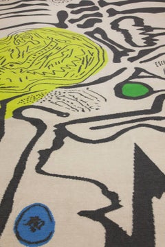Rafa Forteza Rectangular Indian Wool Rug Beige, Black, and Yellow ´Fluctus D´