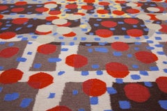 Rafa Forteza Rectangular Indian Wool Rug Grey, Black, Blue, and red ´Fluctus C´