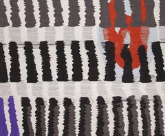 Rafa Forteza Rectangular Modern Indian  Wool Rug Grey and red ´Fluctus A´