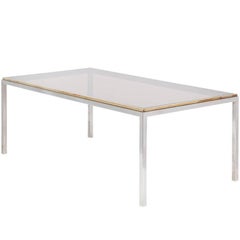 Rizzo Rectangular Chromed Steel and Brass Dining Table "Flaminia", 1970