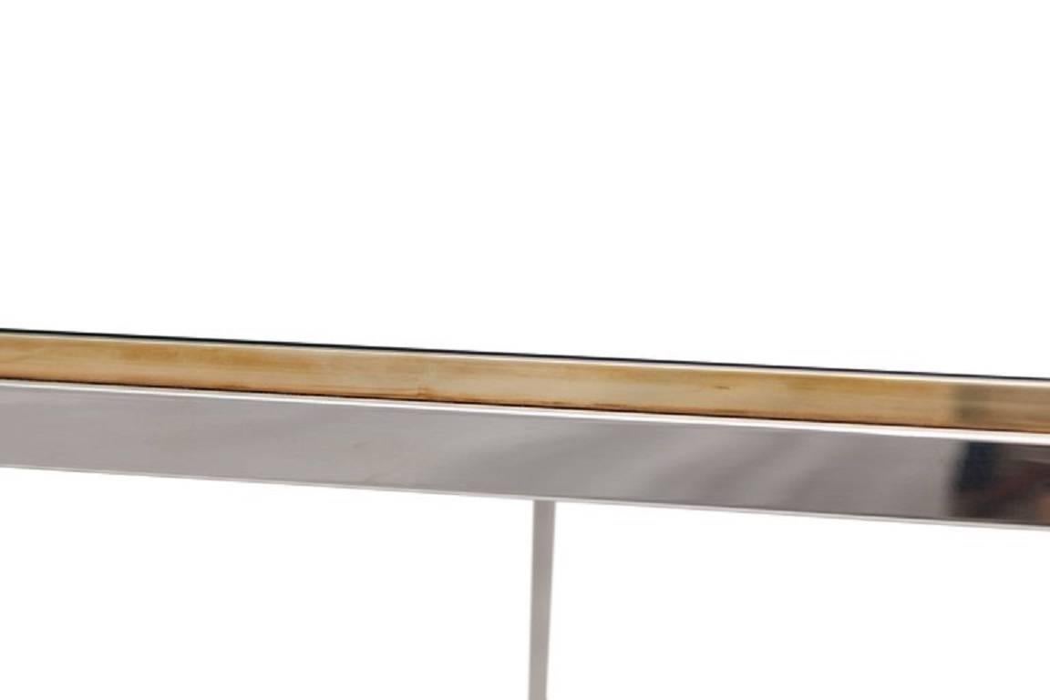 Rizzo Rectangular Chromed Steel and Brass Dining Table 