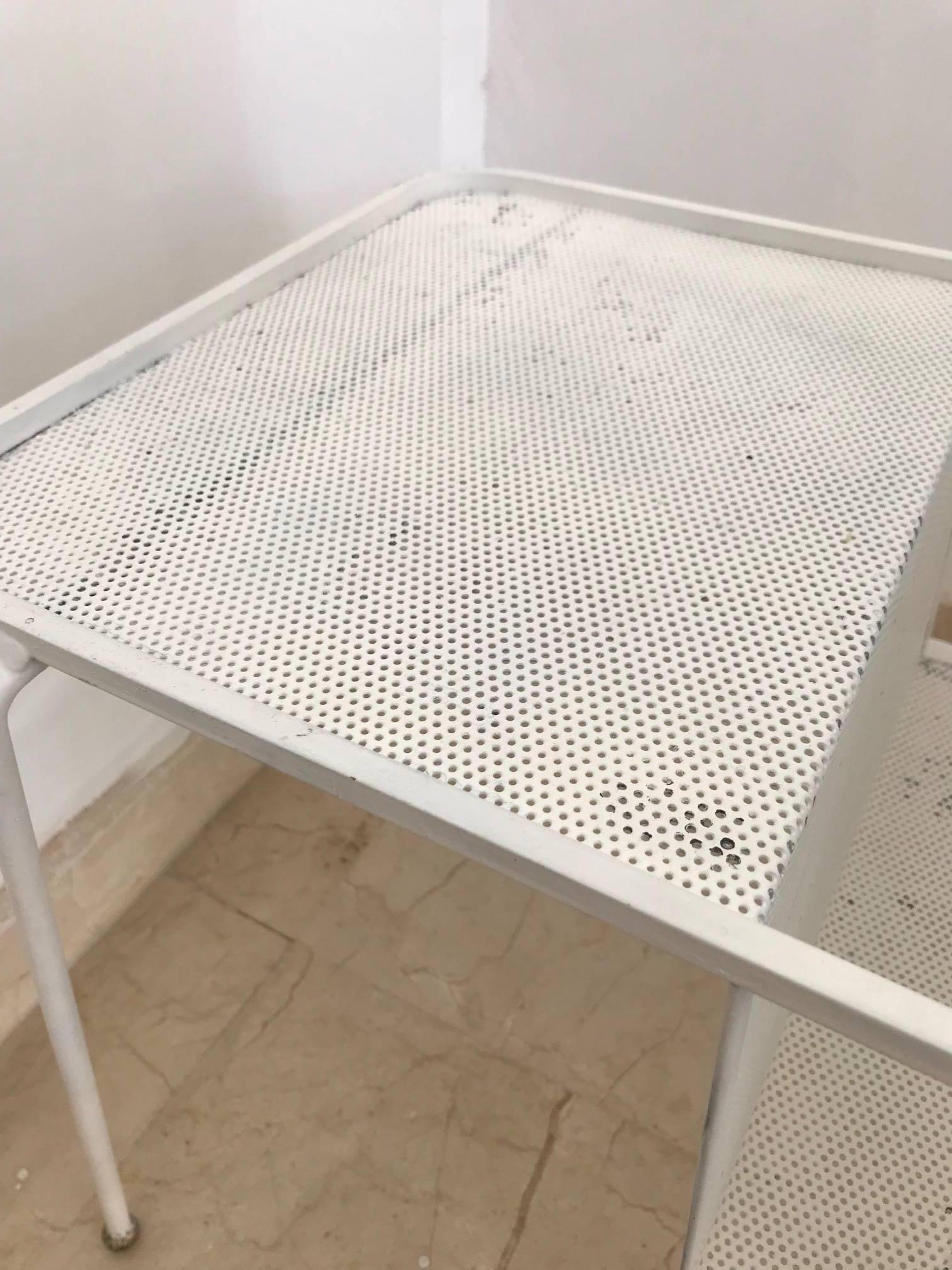 Mid-Century Modern Mathieu Matégot 1954 White Elysee Magazine Table Manufactured by Atelier Mategot For Sale