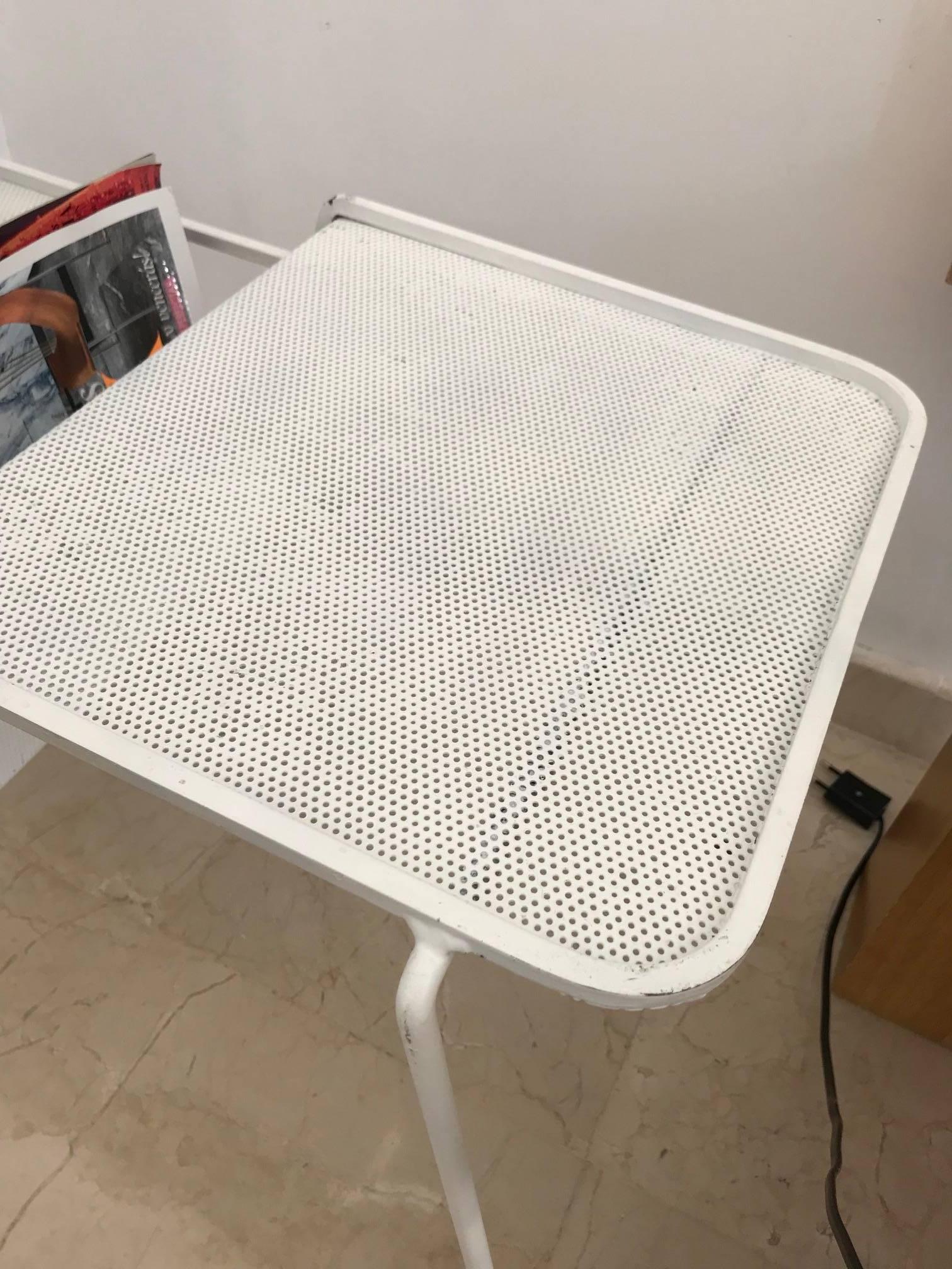 French Mathieu Matégot 1954 White Elysee Magazine Table Manufactured by Atelier Mategot For Sale