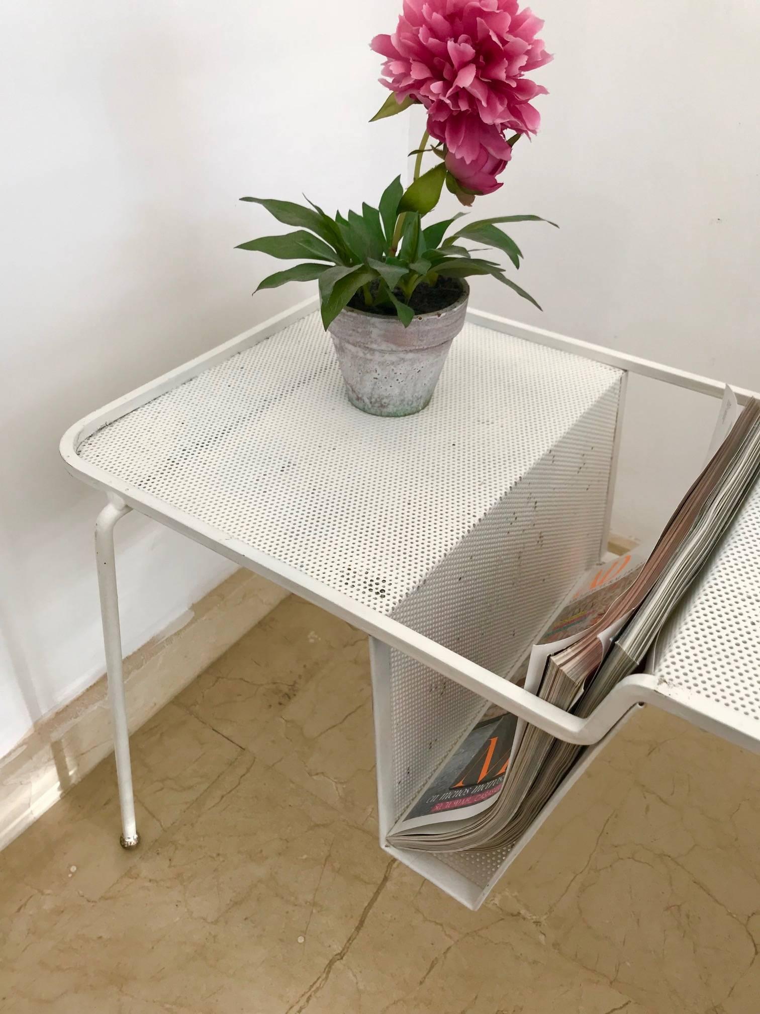 Mid-20th Century Mathieu Matégot 1954 White Elysee Magazine Table Manufactured by Atelier Mategot For Sale