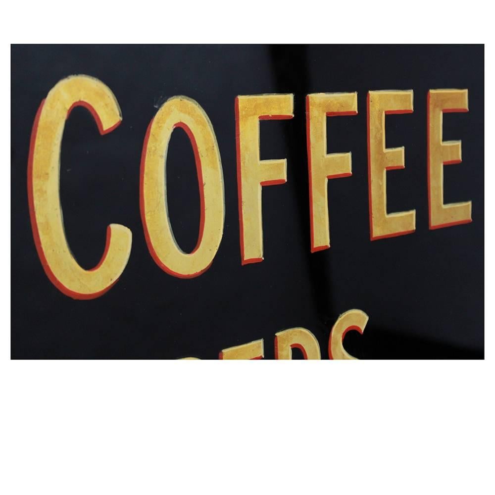 20th Century Vintage 1930s Glass Coffee Shop Sign