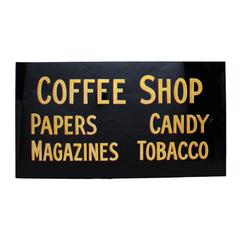 Vintage 1930s Glass Coffee Shop Sign