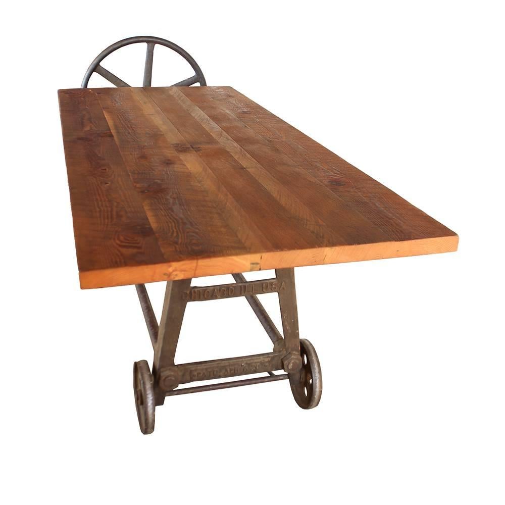 20th Century Industrial Clamping Wheel Table