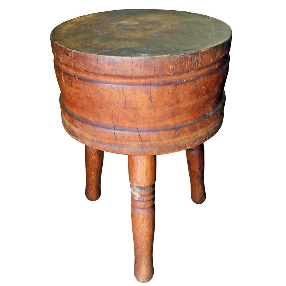 antique round butcher block