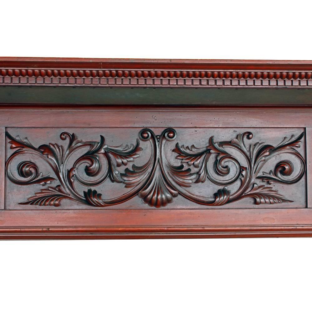 Ornate Mirrored Mahogany Double Mantel In Good Condition In Aurora, OR