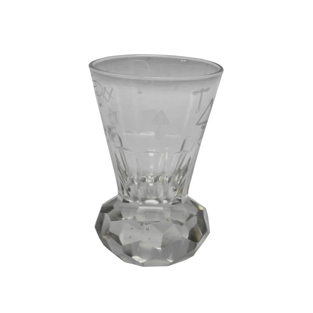 American Hand Etched Masonic Ceremonial Crystal Glassware