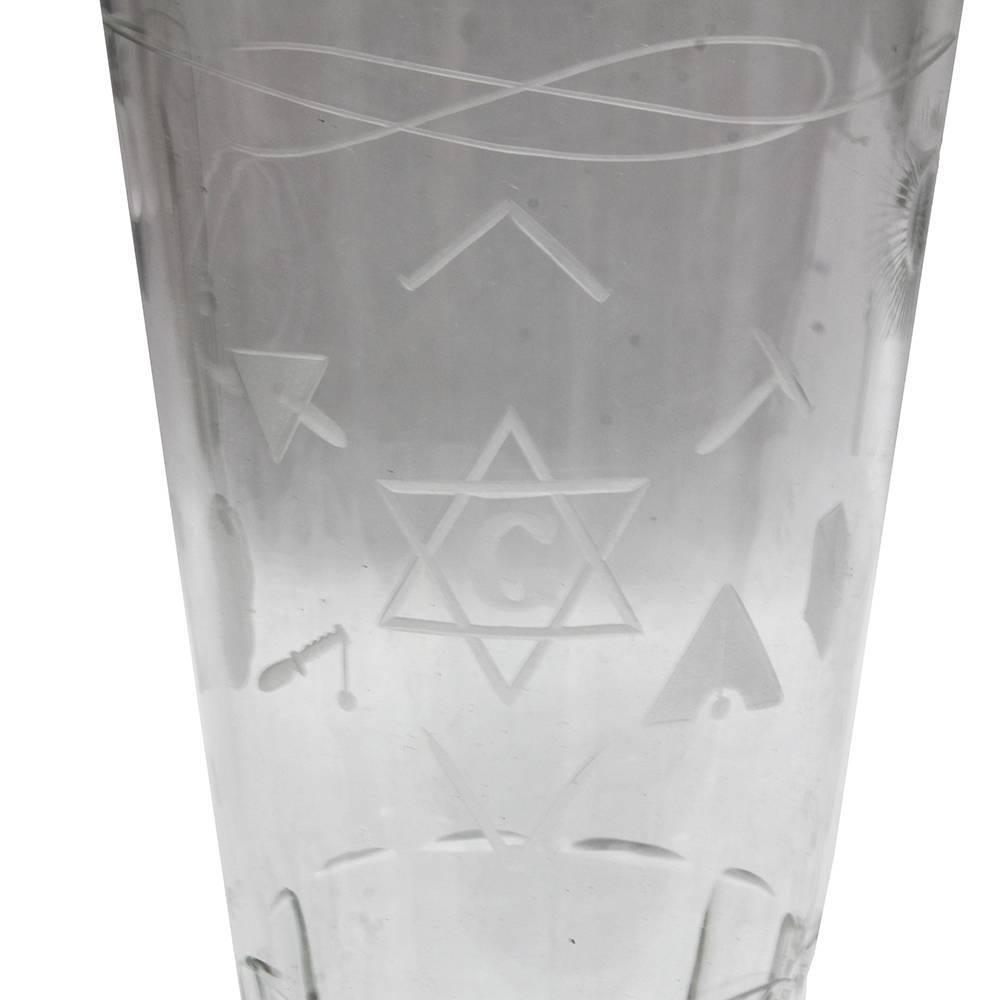 20th Century Hand Etched Masonic Ceremonial Crystal Glassware