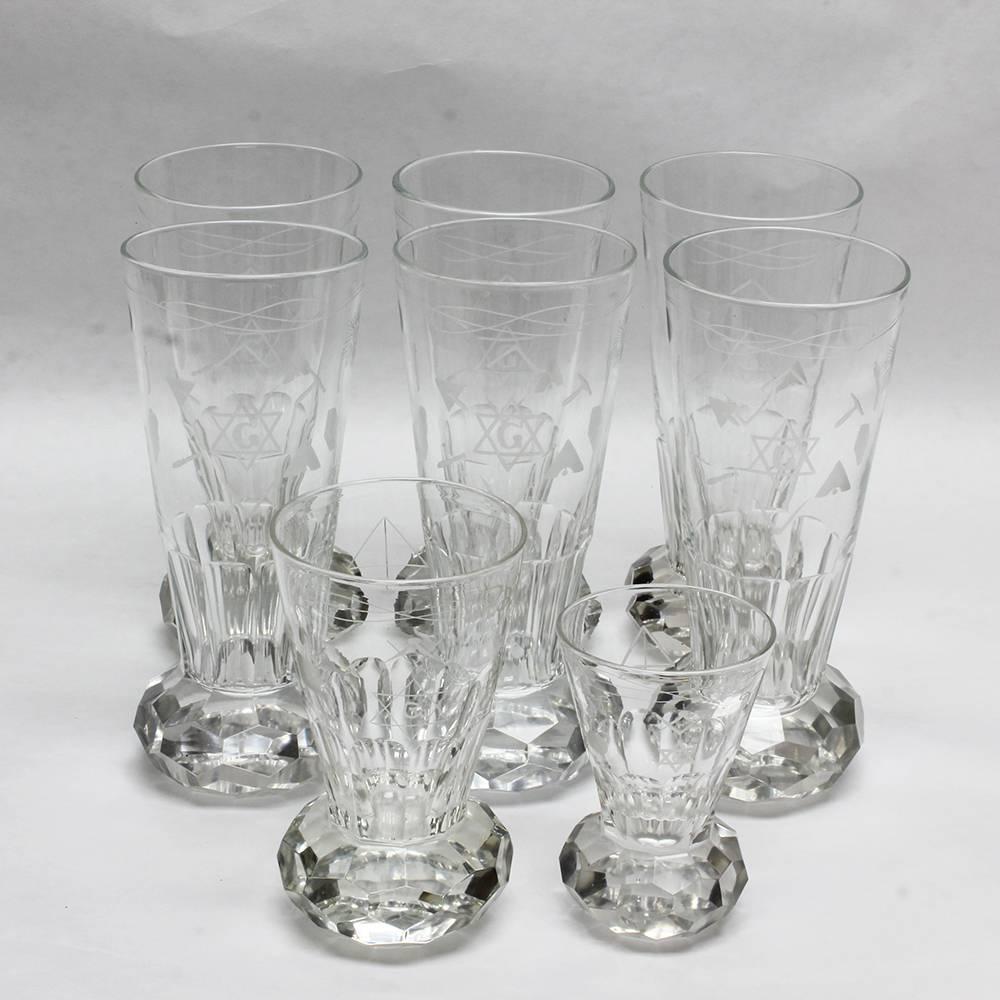 Hand Etched Masonic Ceremonial Crystal Glassware 2