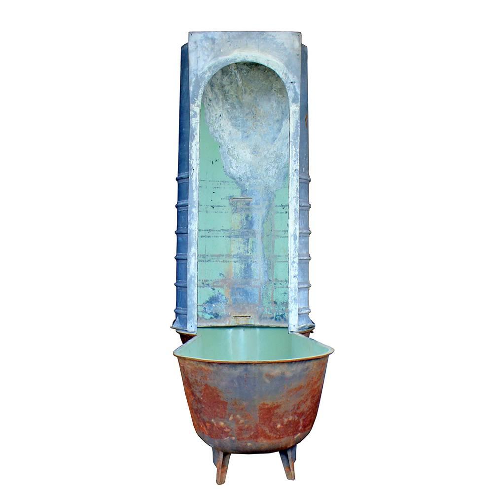 Early 20th Century French Zinc Shower and Iron Tub