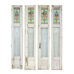 Early 20th Century Leaded and Etched Glass Divider Doors (S/4)