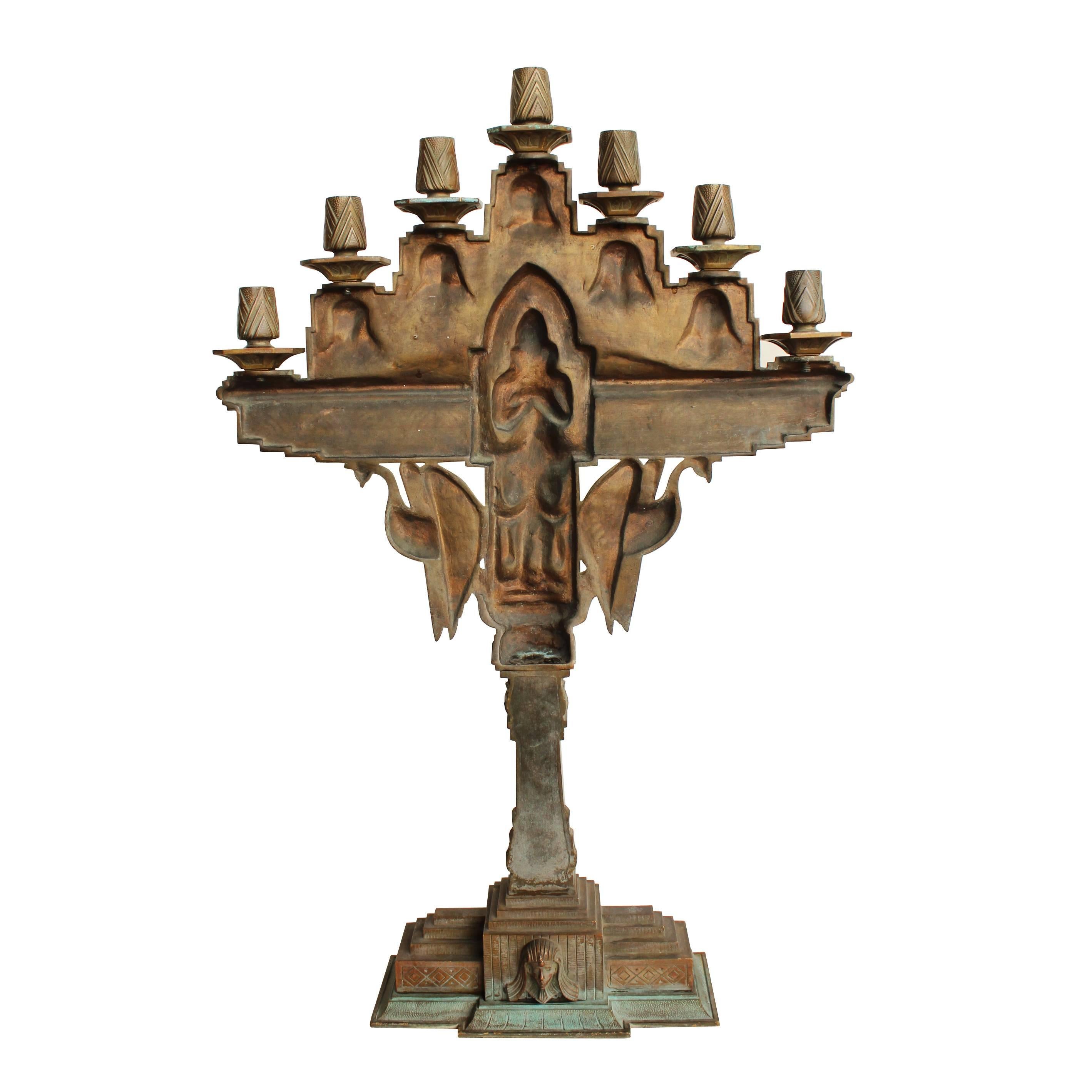 Cast Egyptian Revival Candelabrum