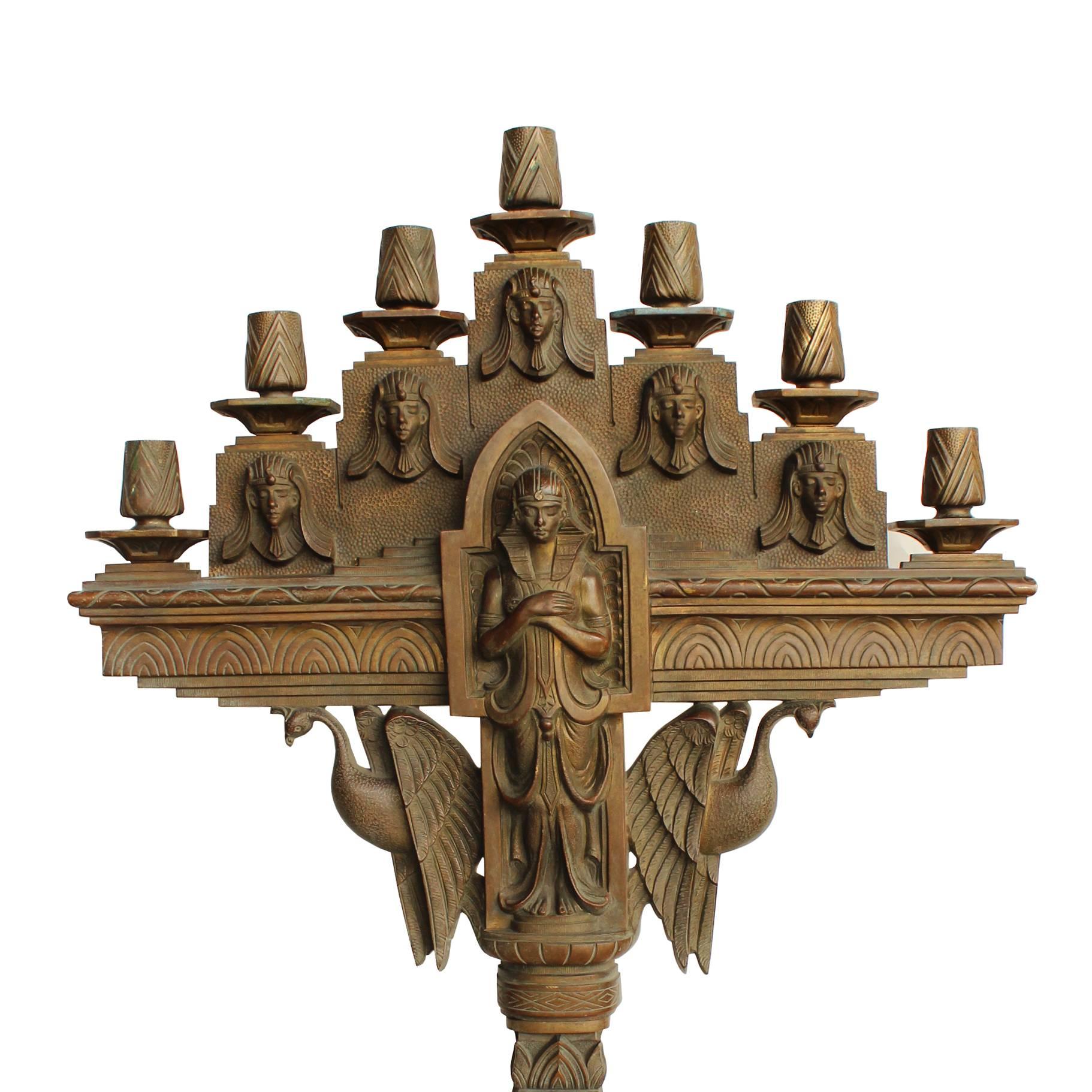 Egyptian Revival Candelabrum In Good Condition In Aurora, OR