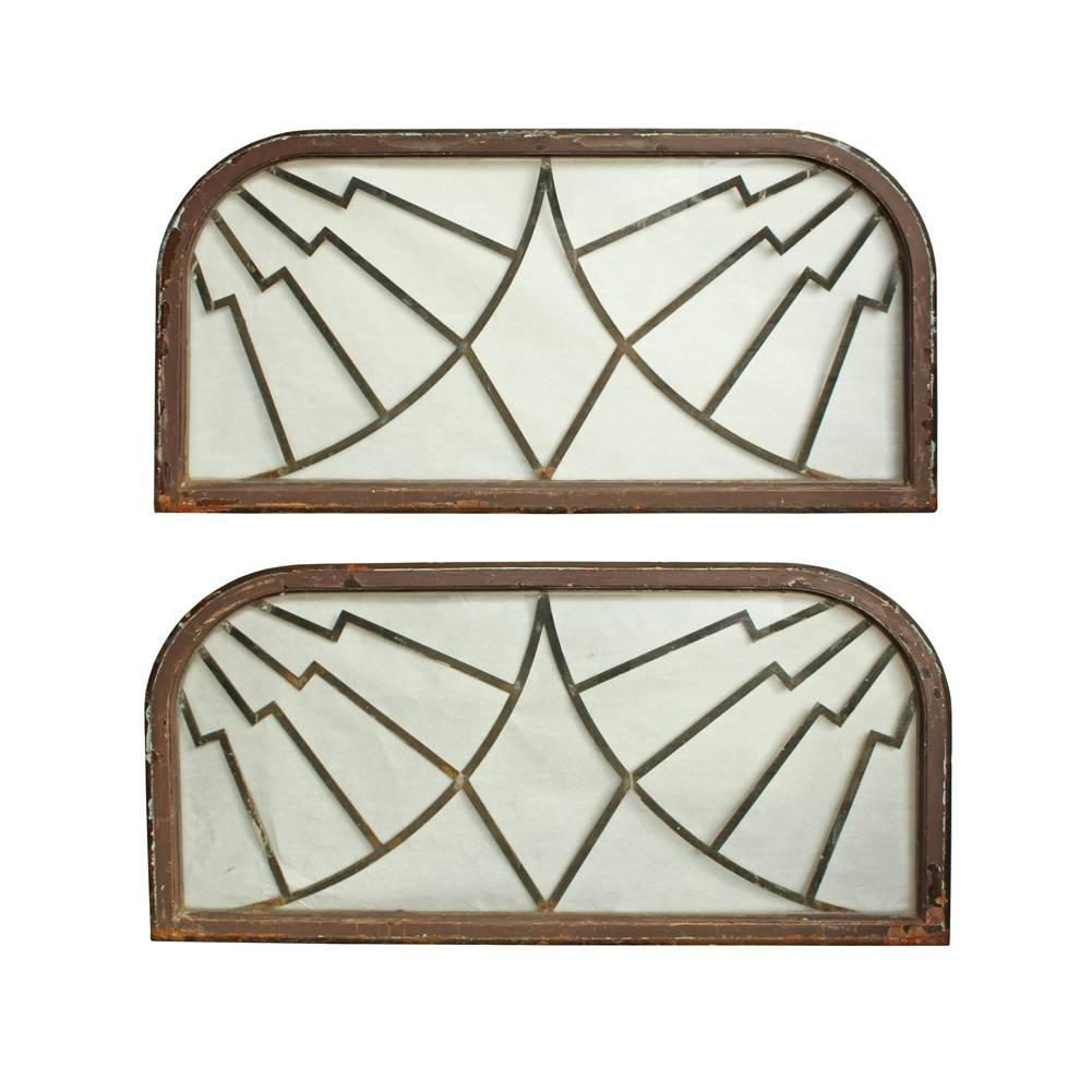Salvaged from a commercial building in Binghamton, New York, the phenomenal design on these steel framed windows captures the essence of Art Deco's bold lines and style.

Each window measures 64