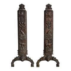 Cast Bronze Figural Relief Andirons 11