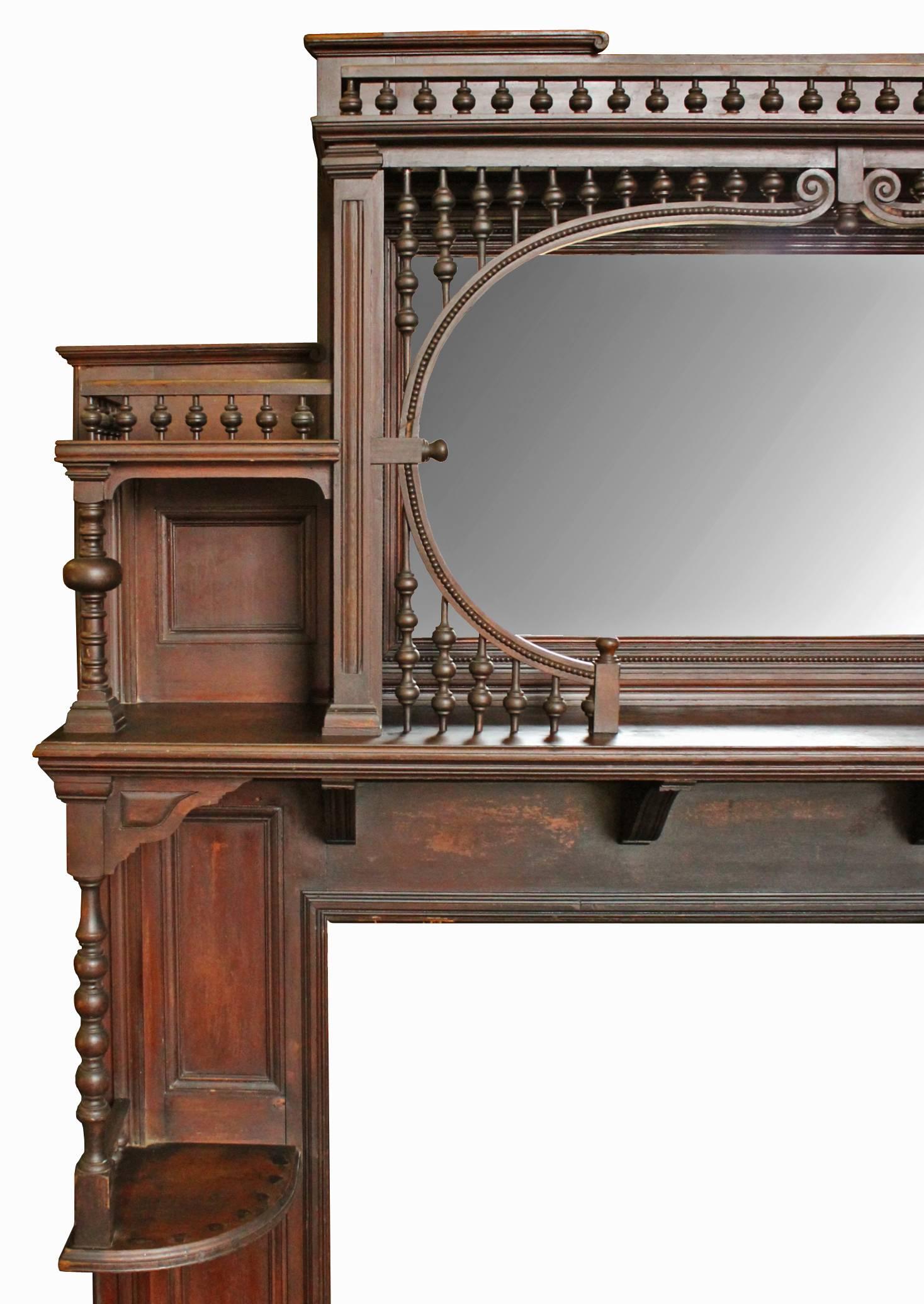 Late Victorian Victorian Stick and Ball Mantel